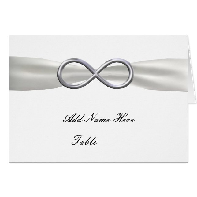 Tarjeta de lugar de mesa de Boda blanco con infini (Anverso (Horizontal))
