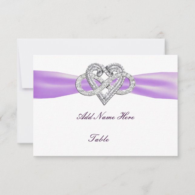 Tarjeta de lugar de mesa de Boda cardíaco con infi (Anverso)