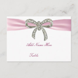 Tarjeta de lugar de mesa de boda con lazo de diama