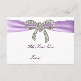 Tarjeta de lugar de mesa de boda con lazo de diama