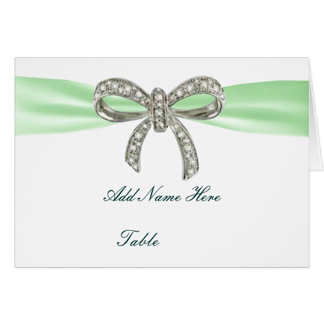Tarjeta de lugar de mesa de Boda de arenque verde (Anverso (Horizontal))
