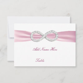 Tarjeta de lugar de mesa de boda de diamante rosa