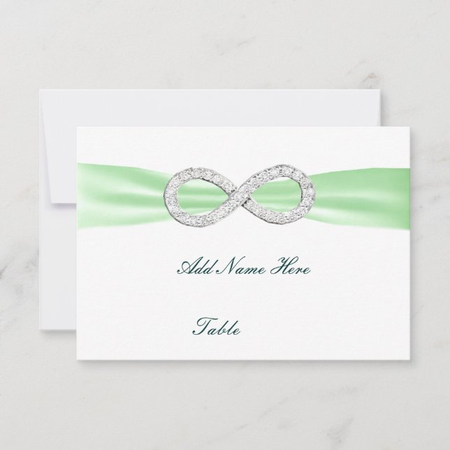 Tarjeta de lugar de mesa de boda de diamante verde (Anverso)