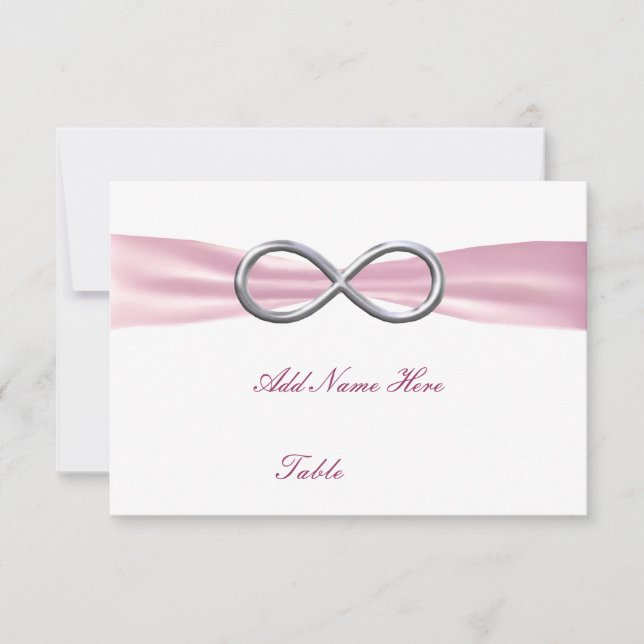 Tarjeta de lugar de mesa de boda de infinidad rosa (Anverso)