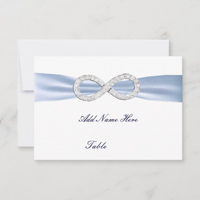 Tarjeta de lugar de mesa de boda Infinity de Blue  (Anverso)