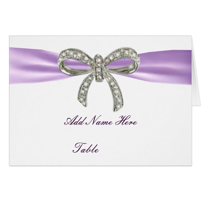 Tarjeta de lugar de mesa de Boda morado de diamant (Anverso (Horizontal))