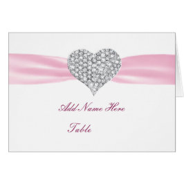 Tarjeta de lugar de mesa de Boda rosado Diamond He