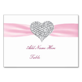 Tarjeta de lugar de mesa de Boda rosado Diamond He