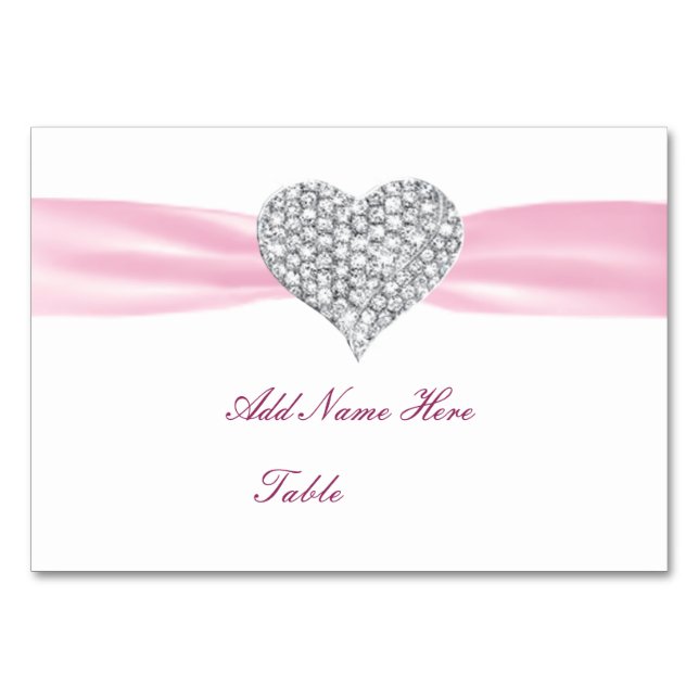 Tarjeta de lugar de mesa de Boda rosado Diamond He (Anverso)