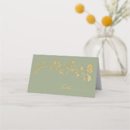 Tarjeta de lugar de mesa de Boda verde de estilo v
