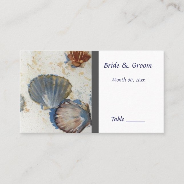 Tarjeta de lugar de mesa de bodas de playa (Anverso)