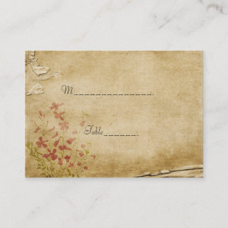 Tarjeta de lugar de mesa de flores antiguas