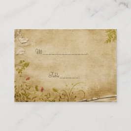Tarjeta de lugar de mesa de flores antiguas