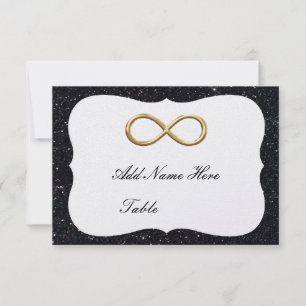 Tarjeta de lugar de mesa de infinito de oro de bri