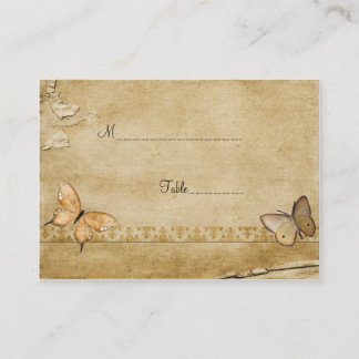 Tarjeta de lugar de mesa de mariposa antigua