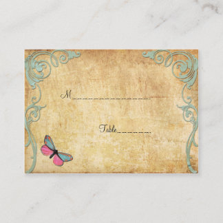 Tarjeta de lugar de mesa de mariposa de papel de c