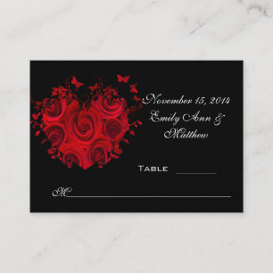 Tarjeta de lugar de mesa de mariposas de rosas de