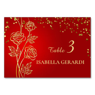 Tarjeta de lugar de mesa de Rosa de oro