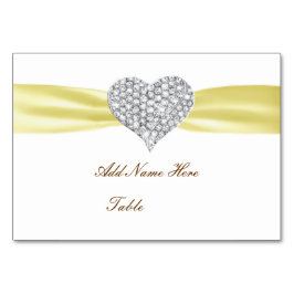 Tarjeta de lugar de mesa del Boda amarillo del cor