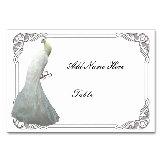 Tarjeta de lugar de mesa del Boda de pavo real bla (Anverso)