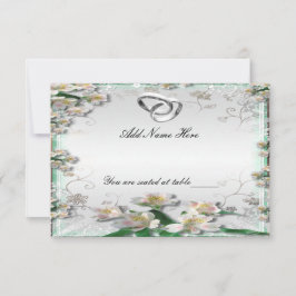 Tarjeta de lugar de mesa floral blanca elegante