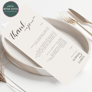 Tarjeta de lugar de mesa minimalista gracias Boda