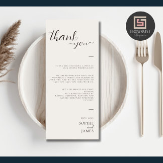 Tarjeta de lugar de mesa minimalista gracias Boda