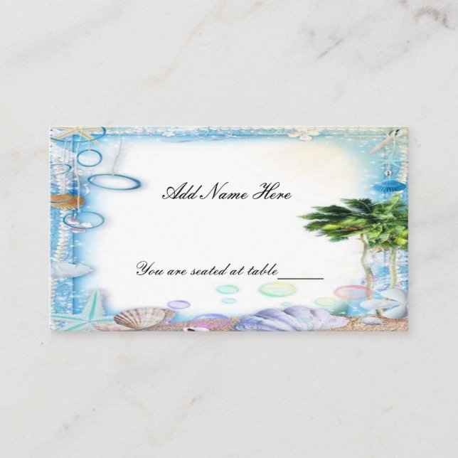 Tarjeta de lugar de mesa para Bodas de mariscos tr (Anverso)
