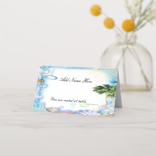 Tarjeta de lugar de mesa para Bodas de mariscos tr (Anverso)