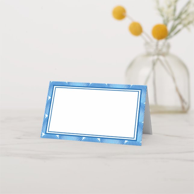 Tarjeta de lugar de nombre - cáscaras azules (Anverso)