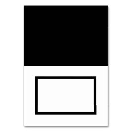 Tarjeta de lugar de nombre con techo blanco y negr