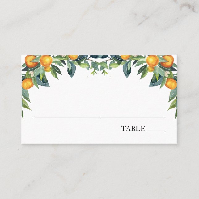 Tarjeta de lugar de nombre de Naranja y vegetación (Anverso)