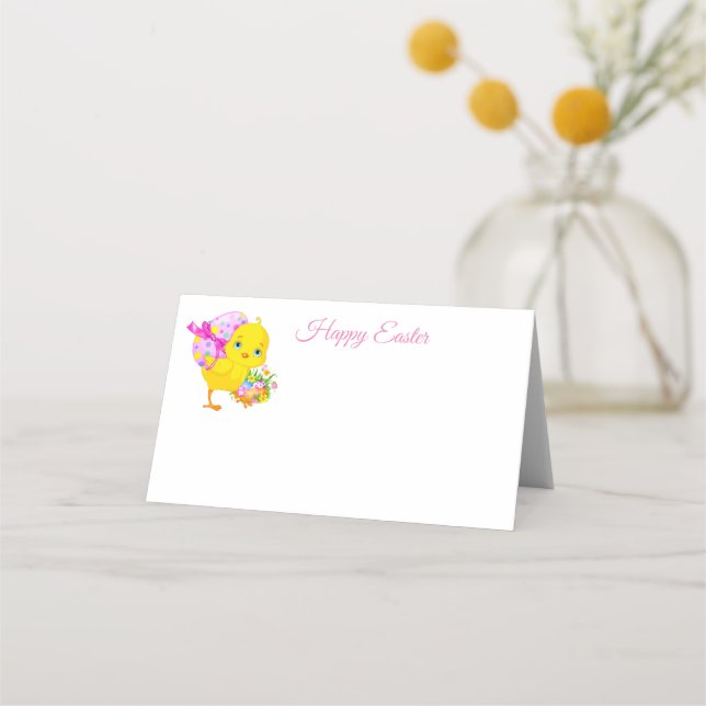 Tarjeta de lugar de nombre doblado - Chick de Pasc (Anverso)