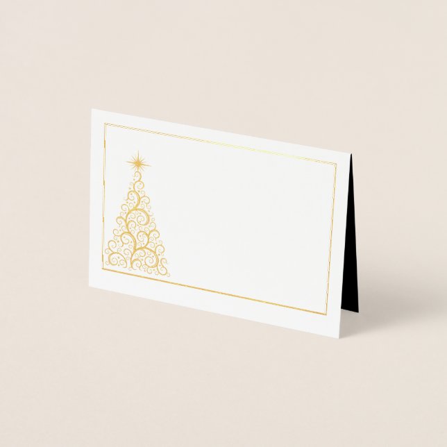 Tarjeta de lugar de nombre Gold Foiled ChristmasTr (Anverso)