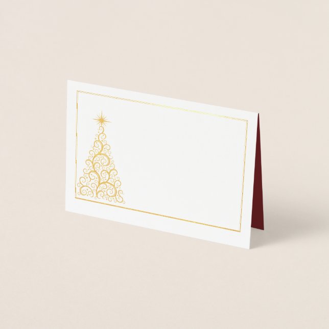 Tarjeta de lugar de nombre Gold Foiled ChristmasTr (Anverso)