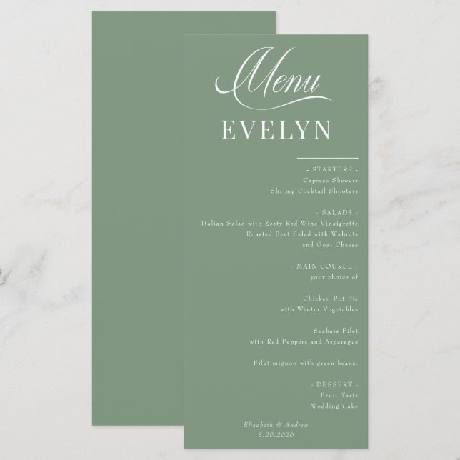 Tarjeta de lugar de nombre | Menú Boda (Anverso / Reverso)