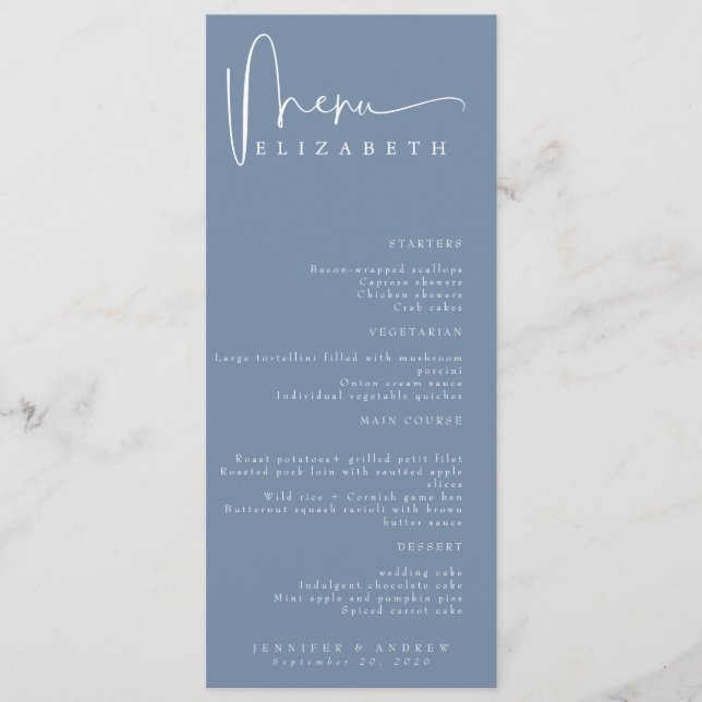 Tarjeta de lugar de nombre | Menú | Menús simples  (Anverso)