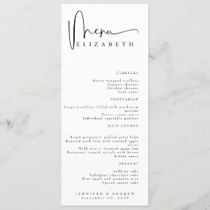 Tarjeta de lugar de nombre Menú Menús simples