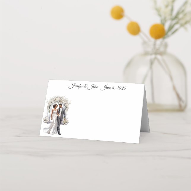 Tarjeta de lugar de nombre plegado boda (Anverso)