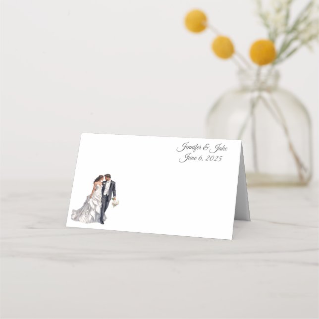 Tarjeta de lugar de nombre plegado boda (Anverso)