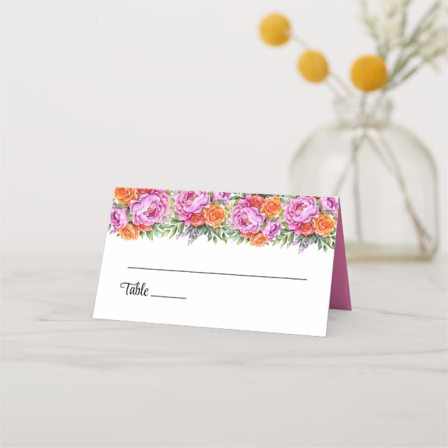 Tarjeta de lugar de nombre plegado boda (Anverso)