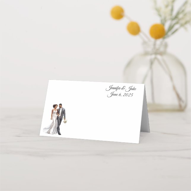 Tarjeta de lugar de nombre plegado boda (Anverso)