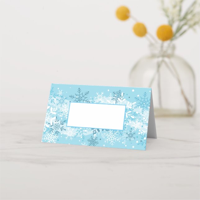 Tarjeta de lugar de nombres - Copos de nieve (Anverso)