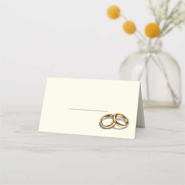 Tarjeta de lugar de nombres de anillos de boda dor (Anverso)