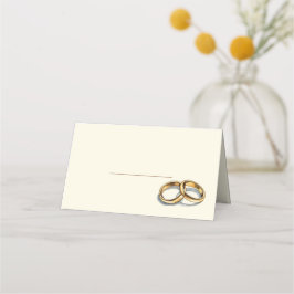 Tarjeta de lugar de nombres de anillos de boda dor