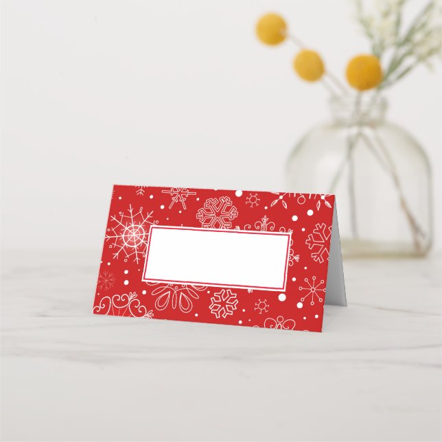 Tarjeta de lugar de nombres de copos de nieve para (Anverso)