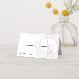 Tarjeta de lugar de pasaporte de París rosa