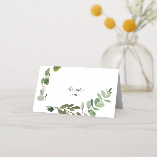 Tarjeta de lugar de Personalizado de Boda blanco (Anverso)