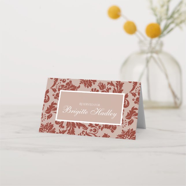Tarjeta de lugar de personalizado de damasco de Bo (Anverso)