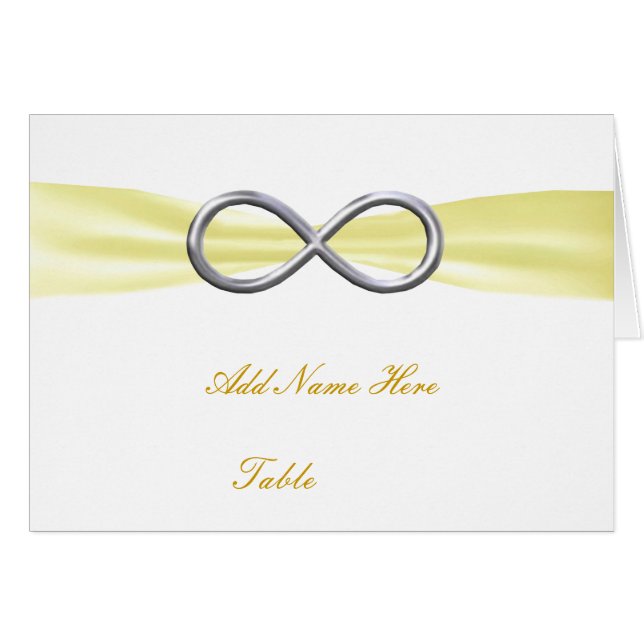 Tarjeta de lugar de tabla de Boda infinito amarill (Anverso (Horizontal))